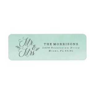 Étiquette Elégante aquarelle Ombre Mint MARIAGE