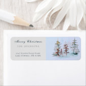 Étiquette Elégante aquarelle pin de Noël Adresse de retour (En situation)