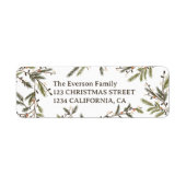 Étiquette Élégante Aquarelle Pine Branches Wreath Noël (Devant)