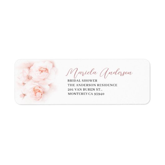 Étiquette Elégante aquarelle rose Fleur douche nuptiale (Devant)