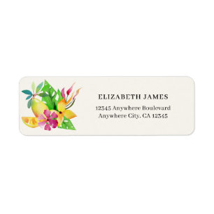Étiquette Elégante aquarelle Tropical Floral été