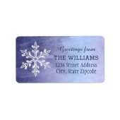 Étiquette Elégante aquarelle Winter Snowflake Adresse de ret (Devant)