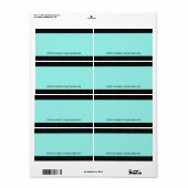 Étiquette Elégante bande d'aqua de léopard noir et nom du si (Feuille entière)