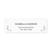 Étiquette Élégante Black White Minimalist Adresse de retour (Devant)