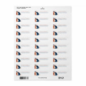 Étiquette élégante boho fleurs bleu marine terraco (Feuille entière)