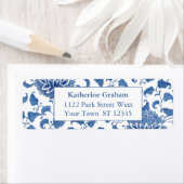 Étiquette Élégante Chinoiserie Bleue Et Blanche Adresse de r (En situation)