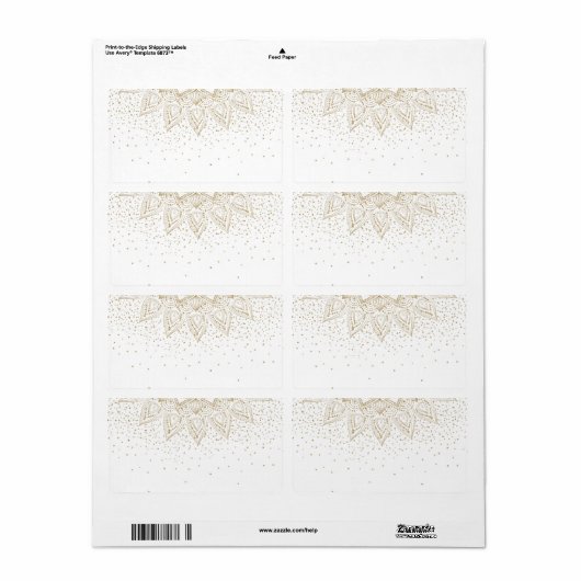 Étiquette Elégante conception de points Mandala Or (Feuille entière)