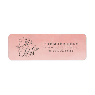 Étiquette Elégante couleur d'aquarelle Ombre Blush MARIAGE