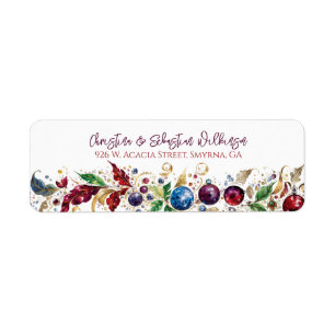 Étiquette Élégante couronne de Noël Adresse de retour