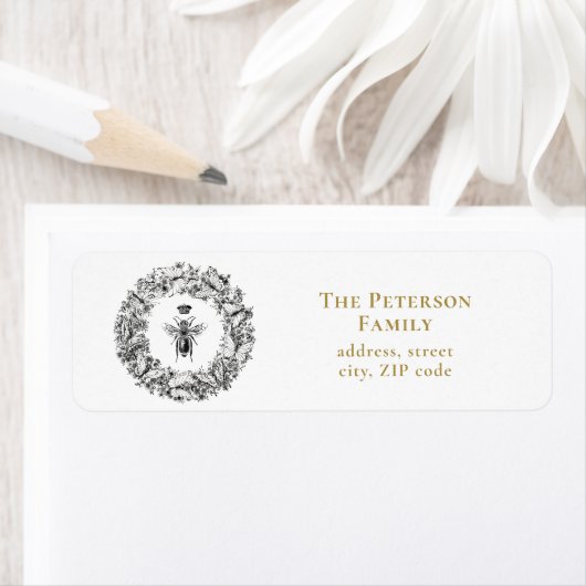 Étiquette Élégante couronne de papillon d'abeille de la rein (En situation)