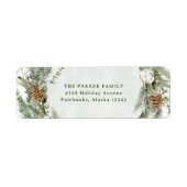 Étiquette Elégante couronne de pin et verdure | Noël (Devant)