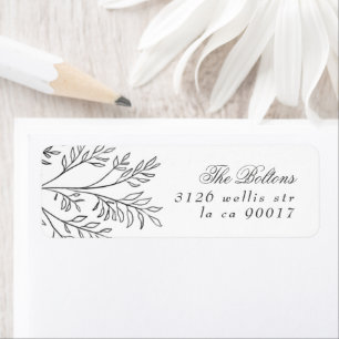 Étiquette Élégante couronne florale Sketted Adresse de retou