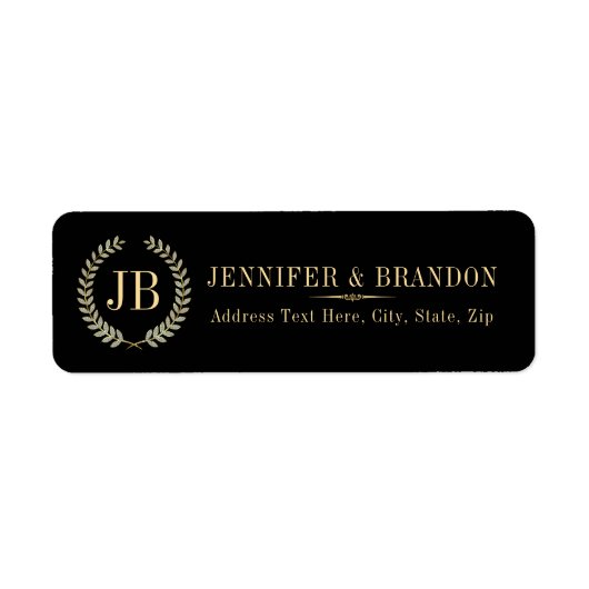 Étiquette Elégante couronne or et argent Laurel (Devant)