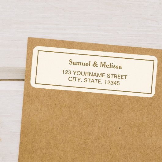 Étiquette Elégante crème et Mariage or