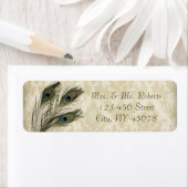 Étiquette élégante crème vintage damask mariage de paon (En situation)