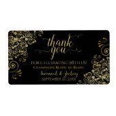 Étiquette Elégante dentelle or sur Black Budget Wedding Favo (Devant)