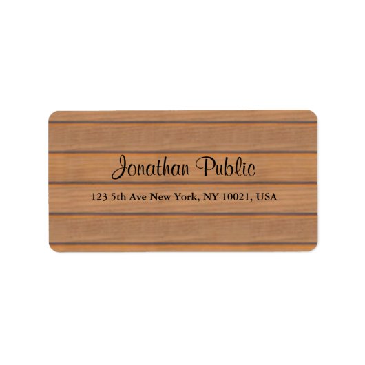 Étiquette Élégante écriture manuscrite en bois Nom du script (Devant)