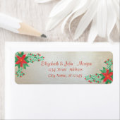 Étiquette Elégante, élégante aquarelle de Noël Poinsettia (En situation)