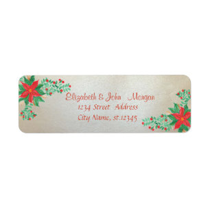 Étiquette Elégante, élégante aquarelle de Noël Poinsettia