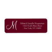 Étiquette Élégante et simple Marsala Rouge Monogram Adresse (Devant)