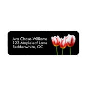 Étiquette Elégante feuille d'érable florale Rouges Tulipes b (Devant)