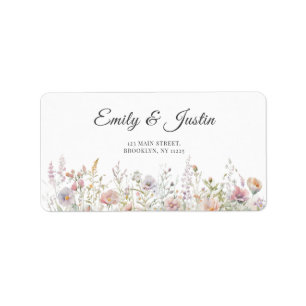 Étiquette Élégante Fleur sauvage Aquarelle Mariage Adresse