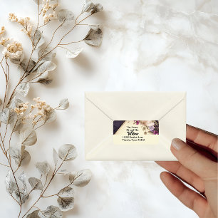 Étiquette Élégante Fleurs blanches et violettes Adresse de r