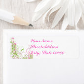 Étiquette Élégante Flore rose et verte & Fils (En situation)