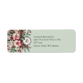 Étiquette Élégante gerbe florale rose de Noël avec monogramm (Devant)