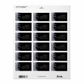 Étiquette Élégante Glitterie Noir/Argent Glamour (Feuille entière)