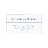 Étiquette Élégante grande adresse RSVP blanche et bleue (Devant)