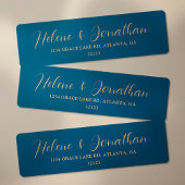 Étiquette Élégante Indigo Blue Gold Mariage Adresse de retou