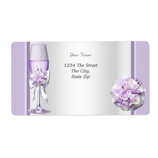 Étiquette Élégante Lavande de mariage violet Lilac 3 (Devant)