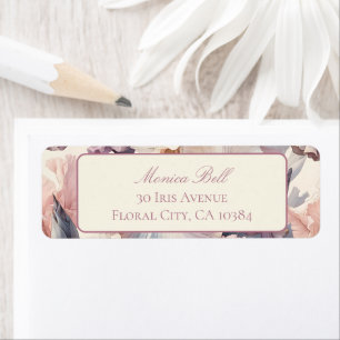 Étiquette Élégante Lavande Florale & Blush Adresse de retour