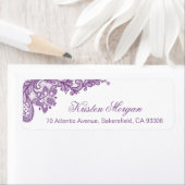 Étiquette Élégante Lavande violet dentelle fleurie Mariage R (En situation)