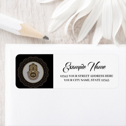 Étiquette Elégante main hamsa (En situation)