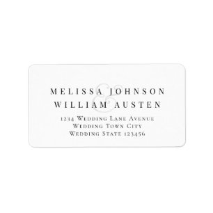 Étiquette Élégante Mariée & Mariage de chambre RSVP Adresse 