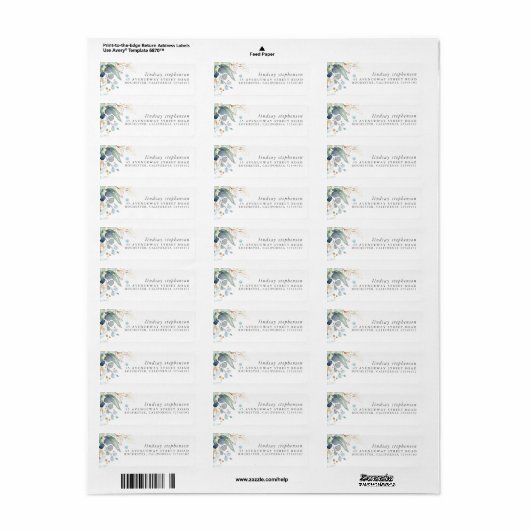 Étiquette élégante moderne de verdure dorée (Feuille entière)