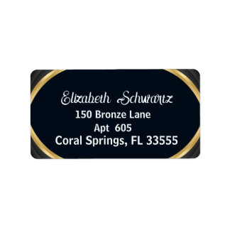 Étiquette Elégante Noir et Blanc Or moderne Calligraphie L