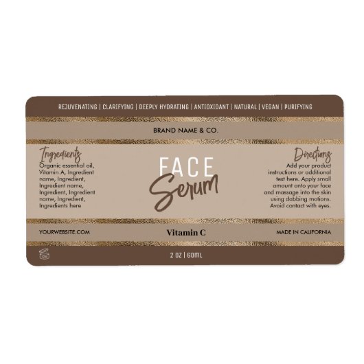 Étiquette Elégante Parties scintillant or Beige Neutral Bout (Devant)