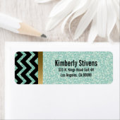 Étiquette Elégante Parties scintillant verte noir Chevron or (En situation)