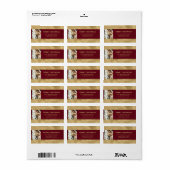 Étiquette Élégante photo de Noël Rouge & Faux Or moderne (Feuille entière)