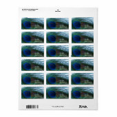 Étiquette Élégante plume de paon (Feuille entière)