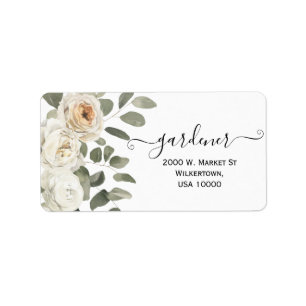 Étiquette Élégante Rose blanche Bouquet de fleurs Adresse