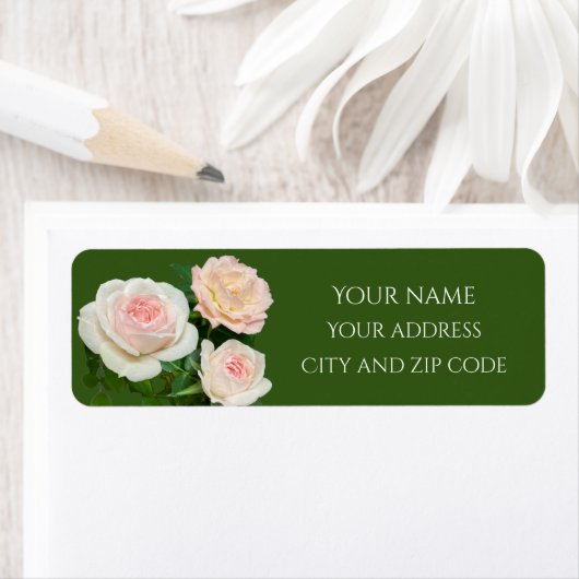 Étiquette Elégante rose blanche pêche (En situation)