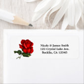 Étiquette Élégante Rose rouge longue tige florale Invitation (En situation)