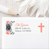 Étiquette Élégante Saumon Fleurs colorées Première communion (En situation)