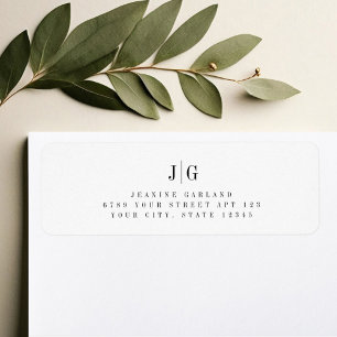 Étiquette Élégante Simple Monogramme Minimaliste Adresse de