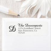 Étiquette Élégante Simple Noir Blanc Monogramme Adresse de r (En situation)