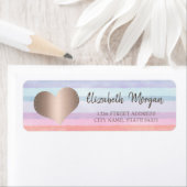 Étiquette Elégante tendance, Coeur or Rose, Bandes aquarelle (En situation)